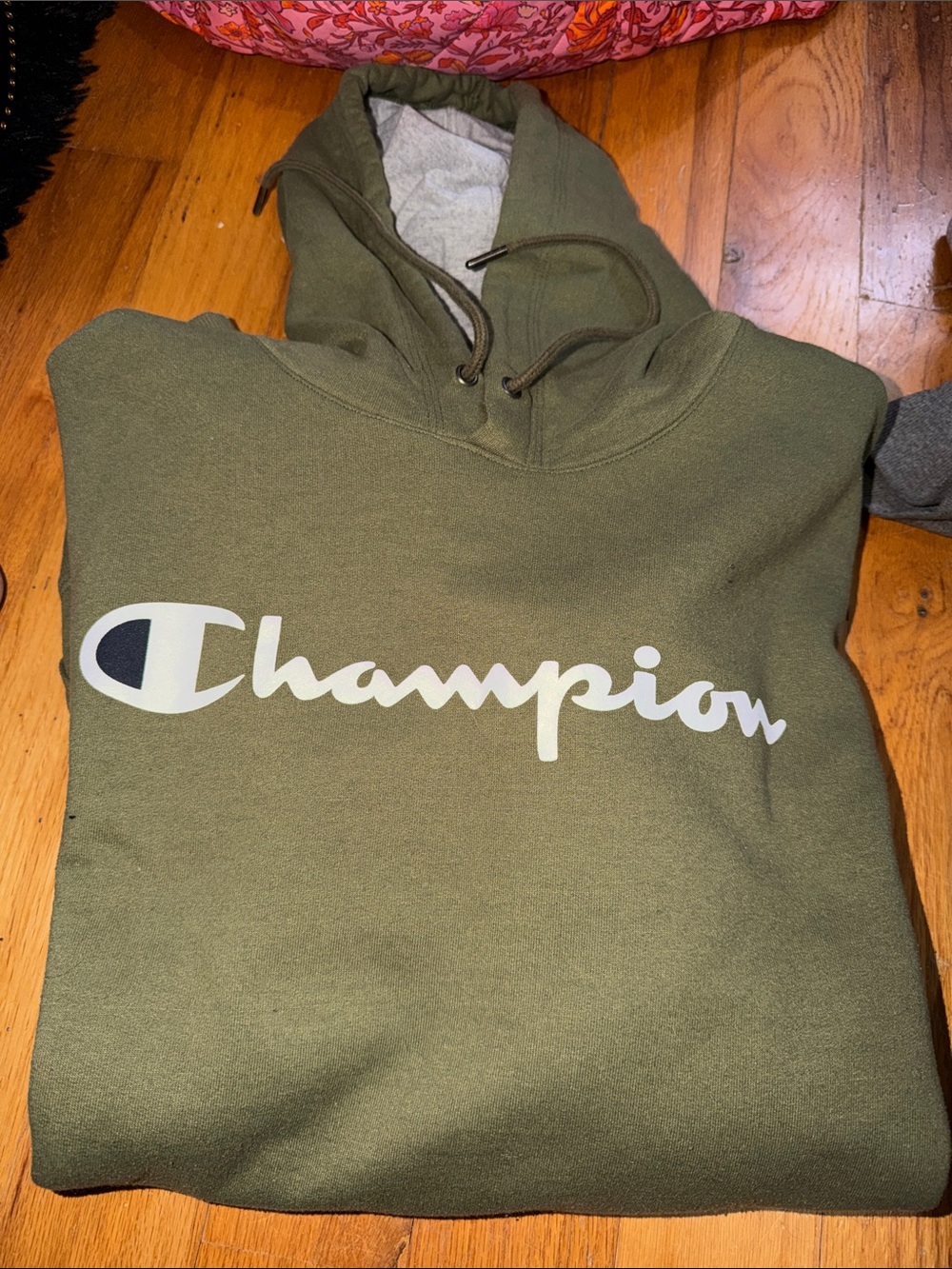 Champion Men’s Olive Green Logo Crewneck Hoodie